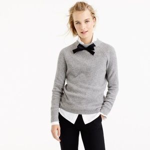 J Crew Grey Sweater with Black Bow at Neck. Size Small.